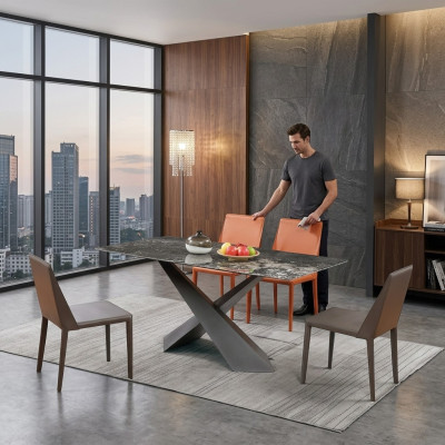 Luxus Tisch Säulen Tische Esszimmer Gruppe 5tlg. Set Garnitur Lehnstuhl