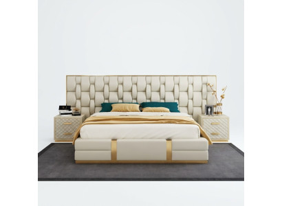 Edelstahl Luxus Bett Metall Leder Betten Hotel Chesterfield 180x200
