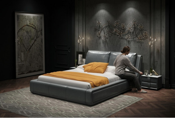Designer Bett Luxus Doppel Leder Hotel Metall Betten Doppel Schlaf Zimmer Neu