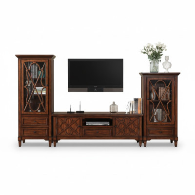 Wohnwand Sideboard Design 2x Schrank rtv Lowboard Anrichte 3 tlg. Set Vitrine