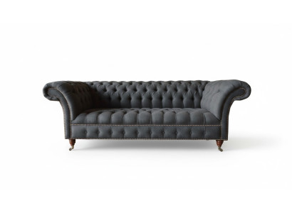 Chesterfield 3 Sitz Textil Dunkelgrau Modern Design Couchen Sofa Möbel Designer
