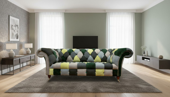 Chesterfield 3 Sitzer Mehrfarbig Wohnzimmer Design Couchen Sofa Designer Möbel
