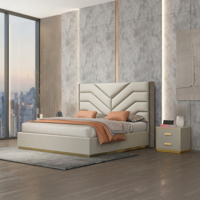 Bett Polster Design Luxus Holz Doppelbetten Ehe Schlafzimmer Leder Hotel Möbel