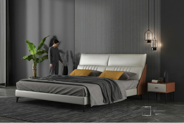 Designer Bett Schlafzimmer Betten Textil Leder Hotel Luxus Polster Samt Weiß Neu