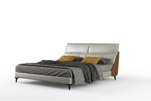 Designer Bett Schlafzimmer Betten Textil Leder Hotel Luxus Polster Samt Weiß Neu