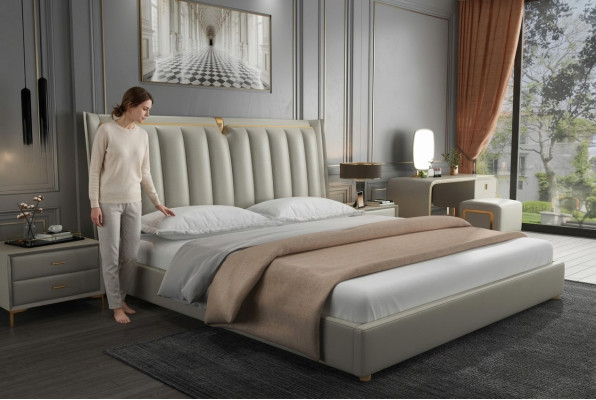 Luxus Bett Polsterbett Leder Schlafzimmer Betten 180x200cm Doppelbett