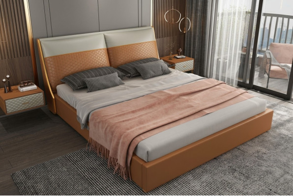 Designer Bett Schlafzimmer Betten Textil Leder Hotel Luxus Polster Samt Stoff