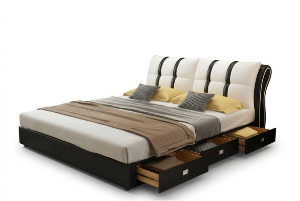 Designer Bett Schlafzimmer Betten Textil Hotel Luxus Polster Sitz Stoff Italien