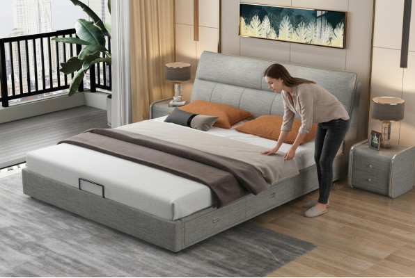 Design Leder Bett Modernes Hotel Gestell Luxus Schlaf Zimmer Doppel Betten Ehe