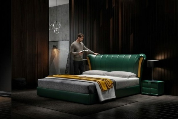 Bett Polster Klassisches Doppelbett 180x200cm Holz Betten Schlafzimmer