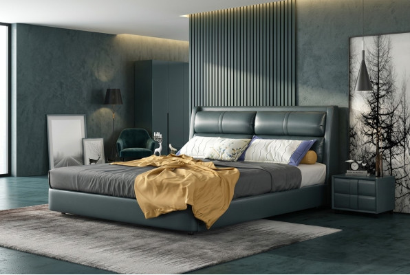 Leder Bett Polster Design Luxus Doppel Hotel Betten Schlaf Zimmer Ehe 180x200 cm