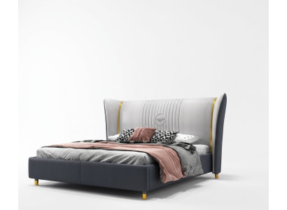 Designer Doppelbett Bett Hotel Luxus Schlafzimmer 150/180x200cm Leder