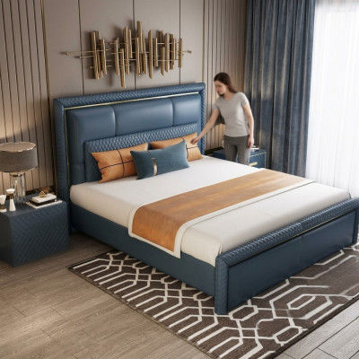 Design Bett Schlafzimmer Doppelbett Betten Hotel Luxus Polster Leder