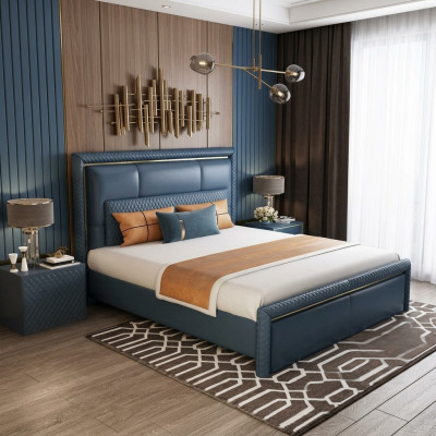 Design Bett Schlafzimmer Doppelbett Betten Hotel Luxus Polster Leder