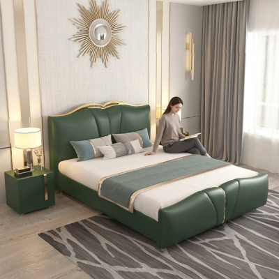 Designer Bett Schlafzimmer Betten Textil Leder Hotel Luxus Polster