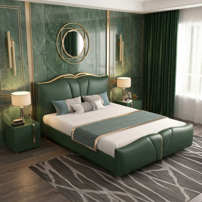 Designer Bett Schlafzimmer Betten Textil Leder Hotel Luxus Polster