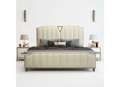 Designer Bett 180x200 Leder Hotel Metall Betten Deko Doppel Schlaf Zimmer