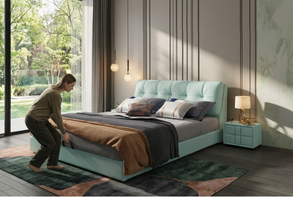 Designer Bett 180x200 Leder Metall Betten Doppel Schlaf Zimmer Luxus Ehe
