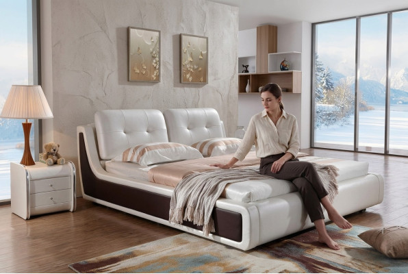 Doppelbett Bett Ehebett Design Luxus Polsterbett Einrichtung Textil Betten