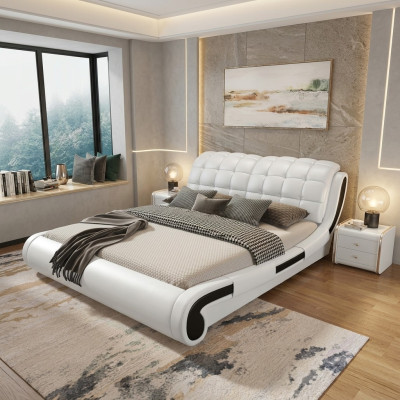 Doppelbett Bett Ehebett Design Polsterbett Designbett Leder Betten