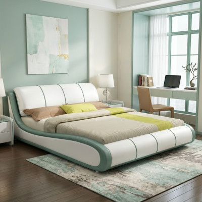 Designer Bett Schlafzimmer Luxus Doppelbett Betten Leder Hotel Polster