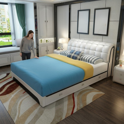 Doppelbett Bett Ehebett Design Luxus Polsterbett Luxur Designbett Leder