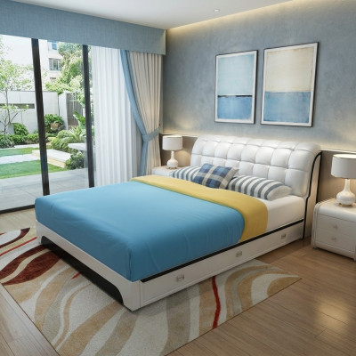 Doppelbett Bett Ehebett Design Luxus Polsterbett Luxur Designbett Leder