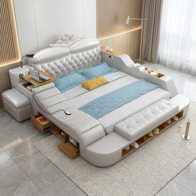 Doppel Luxus Design Hotel Leder Bett Moderne Polster Betten Multifunktion