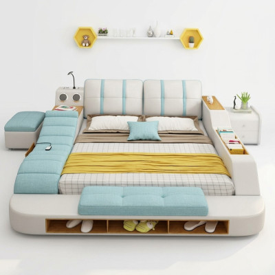 Doppel Design Leder Bett Polster Betten Moderne 180x200 cm