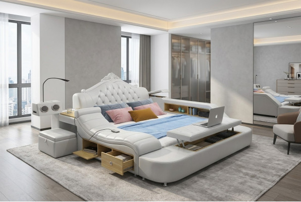Multifunktion Bett Betten Deko Ehebett Doppelbett Polsterbett Schlafzimmer