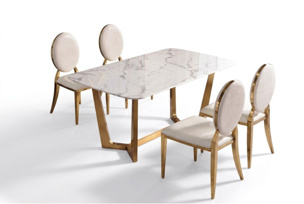 Esstisch Moderner Tisch Esszimmer Garnitur 4x Stuhl Set 5 tlg.Set