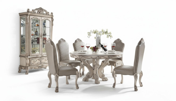 Tisch Set Garnitur Esstisch 6 Stühle Luxus Stil Möbel 8tlg Stuhl Gruppe Vitrine