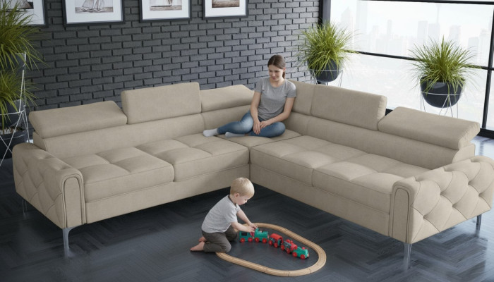 Design Sofa Couch Ecke Multifunktion Polsterung Wohnzimmer L Form Textil Neu