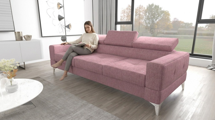 Dreisitzer Couch Polster Design Sofa Moderne 3er Sitz Zimmer Möbel Rosa Sofas