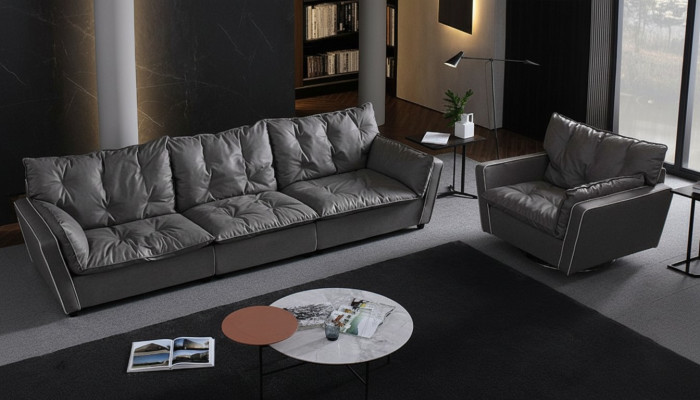 Sofagarnitur 5+1 Sitz Sofas Couch Polster Italienische Möbel Leder