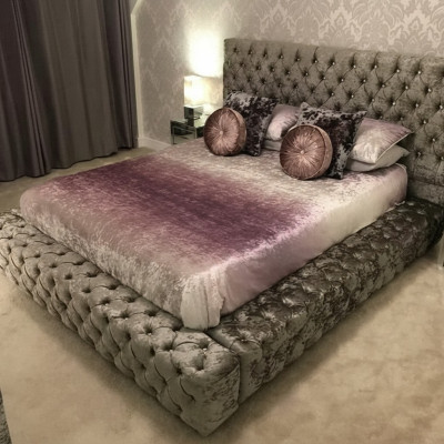 Chesterfield Doppelbett Möbel 180x200 Polster Textil Betten Luxus Design Rahmen