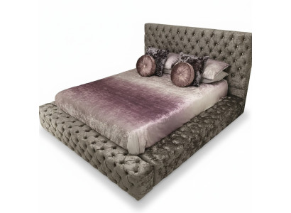 Chesterfield Doppelbett Möbel 180x200 Polster Textil Betten Luxus Design Rahmen