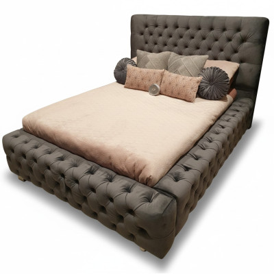 Design Modern Doppelbett Möbel 180x200 cm Polster Textil und Holz Schlafzimmer