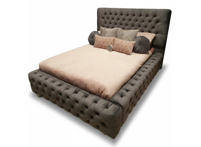Design Modern Doppelbett Möbel 180x200 cm Polster Textil und Holz Schlafzimmer