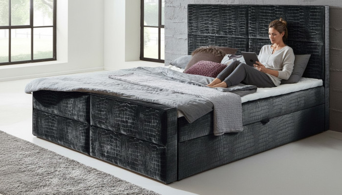 Boxspring Bett Lederbett 200x200cm Hotel Doppelbett Luxus Betten Modernes Neu