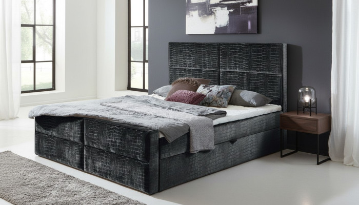 Boxspring Bett Lederbett 200x200cm Hotel Doppelbett Luxus Betten Modernes Neu