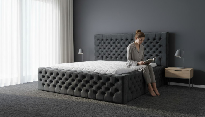 Chesterfield Betten modernes Hotelbett Doppelbett Neu Modernes King Size Bett