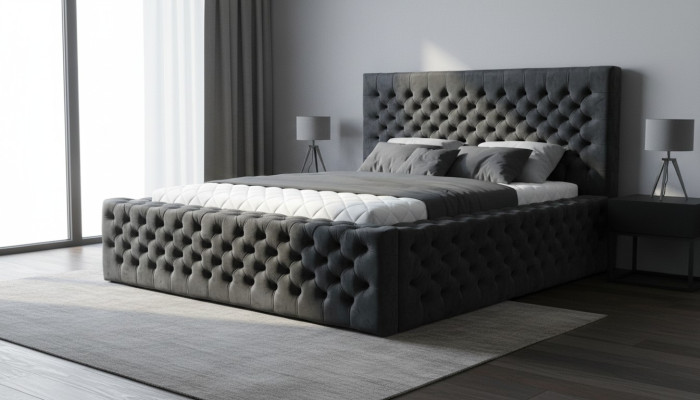 Chesterfield Betten modernes Hotelbett Doppelbett Neu Modernes King Size Bett