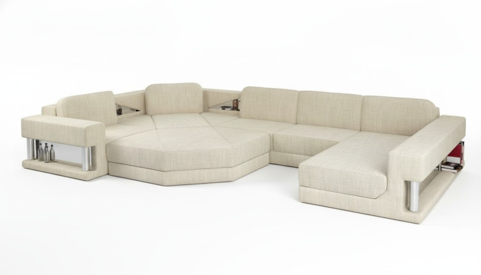 U-Form Sofa Couch Design Couch Textil Modern Polster Neu Wohnlandschaft Ecksofa
