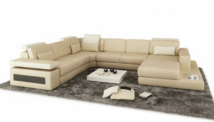 Designer Couch U Form Ecksofa Polster Couch Leder Wohnlandschaft Neu