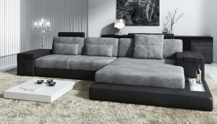 Ecksofa Wohnzimmer L-Form Polster Sofa LederDesign NEU Modern