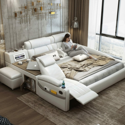 Design Bett XXL Big Betten Leder Hotel Polster 180x200cm Multifunktion