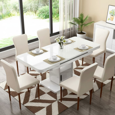 Tisch Luxus Tische Moderne Esszimmer Möbel Esstische Holz Holztische Braun Weiß