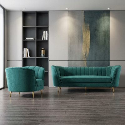 Wohnlandschaft Relax Samt Sitz Design Couch Lounge Sofagarnitur 3+1 Sitzer Möbel