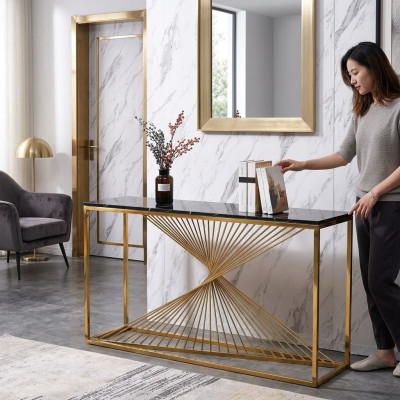 Designer Luxus Konsole Tisch Konsolen Tische Holz Metall Design Gold